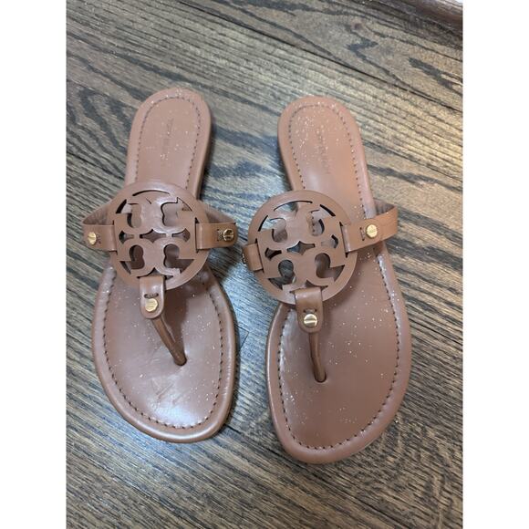 Tory Burch Miller Sandals Tan Size 8.5 Retail $200 - Picture 1 of 10